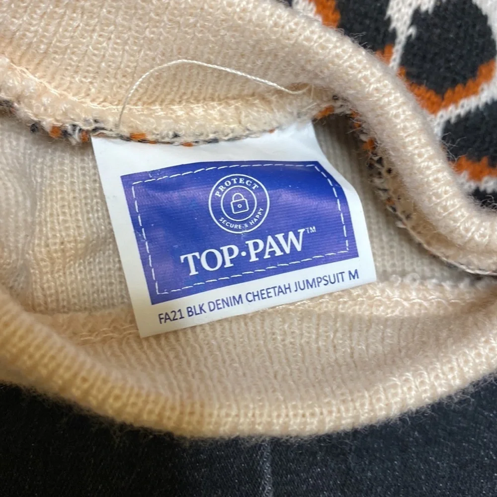 Doggy Stretch Denim Overalls with Leopard Sweater